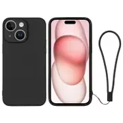 For iPhone 15 Case, Soft Silicone Cover, Black