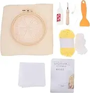 OFFIGAM 1Set Punch Needle Kit Wooden Embroidery Frame for DIY Coaster Craft for Beginners Includes Punch Needle Tool and Yarn for Creative Rug Making