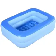 Inflatable Kiddie Pool, 45" x 35" X 14" Blue Kids Swimming Pool Summer Water Fun Bathtub with Inflatable Soft Floor