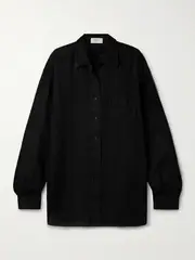 [The Row] The Row - Nesson Linen Shirt - Black - US10 US 10 Black