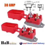 2X30A AMP 12V Circuit Breaker Cover Stud Type Fuse Automatic Auto Reset