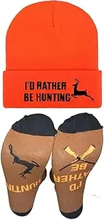 [Awyjcas] I'd Rather BE Hunting Novelty Fashion Socks, Beanie Winter Warm Knit Hat for Men, Women, Adolescents Multicolor, Multicolor, One Size