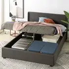 Zinus Bed Frame Queen Size Fabric Gas Lift Dark Grey Storage Base