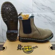 DR MARTENS Leonore Faux Fur-Lined Suede & Nubuck Leather Boots SZ 11 Nickel Grey