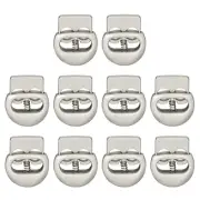 10Pcs Alloy Spring Cord Lock Ends Toggle for Shoelaces Silver Tone 14.2x16.6mm