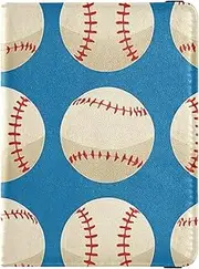 [Amooorous] White Baseball Leather decorative passport holder for travel Travel Documents Organizer Protector Passport Cover with RFID Blocking Waterproof, White baseball, 1 size