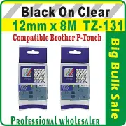 12mm x 8m Brother Black on Clear Compatible TZ-131 P-Touch Laminated Label Tape
