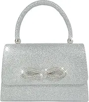 [Trisapu] Womens Evening Bag Sparkly Bow Clutch Purse Wedding Party Purses Glitter Rhinestone Cocktail Prom Handbags