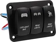 SWOOMEY 3 Toggle Switch Panel Gang Rocker Switch Panel for Vehicle Boat Durable Weather Resistant Design Easy Installation for Custom Vehicle Upgrades