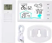 Wireless Digital Clock with Temperature and Humidity Monitor, Color LCD Atomic Time and Alarm Clock, Weather Forecast Station with Indoor Outdoor Thermometer Hygrometer and