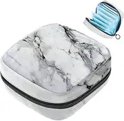 Period Bag,Sanitary Napkin Storage Bag,Classic White Marbling,Tampon Holder for Purse