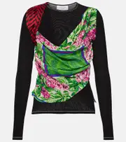 [Marine Serre] Marine Serre Silk Scarves draped jersey top AU 6 multicoloured