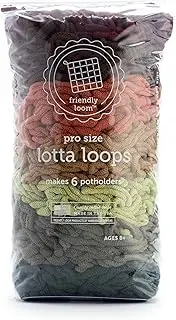 friendly loom PRO Size Lotta Loops Earthtones Cotton Loops Makes 6 (8" x 8") Potholders by Harrisville Designs Made in The USA