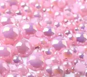 800 Pcs AB Pink Color Flatback Round Half Faux Pearls Beads DIY Crafts Nail Art