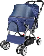 Pet Stroller for Cats Dogs Rabbit with Reversible Handle, Dog Stroller for Small or Medium Animal up to 40 Pounds, Doggie Bunny Stroller Carriage (Blue)