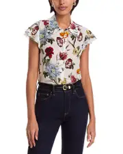 Alice and Olivia Martel Flutter Sleeve Top