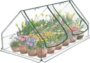 Mini Greenhouse High Light Transmission 75" x 39" x 34" Portable Green House, Compatible with 6x3x1 Ft Raised Garden Bed Planters, Reinforced Waterproof Hot House for Indoor and Outdoor, Clear Cover