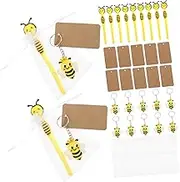 12 Sets Little Bee Neutral Pen Keychain Favors Fun Keychains Bee Costume Accessories Shower Pens Bee Theme Party Favors Keychains for Party Favors Honey Bee Charms Zinc Alloy
