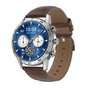 Smart Dual Display Analog Digital Call Watch Silver Leather Smart Watches