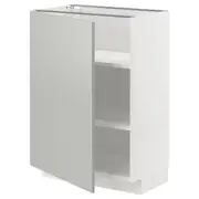 METOD base cabinet with shelves, white/Havstorp light grey, 60x37x80 cm