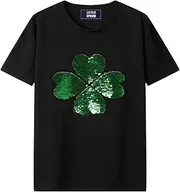 [LittleSpring] Girls Short Sleeve Heart Shaped Flip Sequin T-Shirt