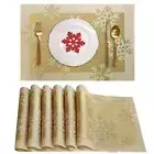 Christmas Placemats Set of 6 Woven Vinyl Non-Slip Placemats Washable Table Ma...