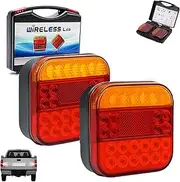 Binonus Trailer Lights, Wireless Trailer Lights, Portable LED Tow Tail Kit Rechargeable Waterproof with Powerful Suction Base for Vehicle, Trucks, Boats (1pcs)