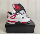 Air Jordan 4 Retro White Black Red Cement AJIV DH6927 161 Men's Shoe Size 10
