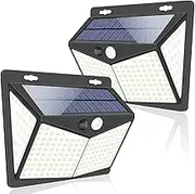 Solar Lights, 2 Pack 208 LED Solar Lights Outdoor, 3 Modes 270° Solar Powered Lights, IP65 Waterproof Solar Motion Sensor Lights for Garden, Patio, Yard, Home