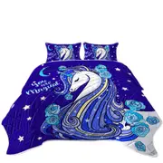 Blue Magical Unicorn Coverlet