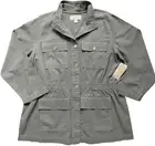 NWT 2X Michael Kors Army Green Twill Safari Button Down Peplum Utility Jacket
