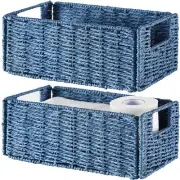 Vagusicc Wicker Storage Basket, Set of 2 Hand-Woven Paper Rope Wicker Basket,...