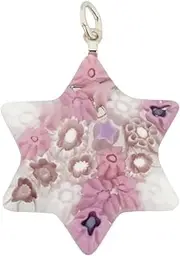 [Glass Of Venice] GlassOfVenice Murano Glass Millefiori Star Of David Pendant - Pink
