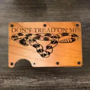 Wood Wallet Minimalist Laser Engraved with Don't Tread On Me