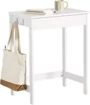 Small White Desk with Drawer Hooks