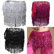 Belly Dance Costume Sequin Tassel Fringe Hip Scarf Belt Waist Wrap Skirt_MG