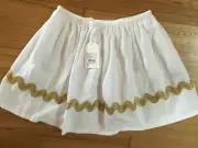 BNWT Girls Country Road White Skirt with gold trim on bottom ~ Size 10