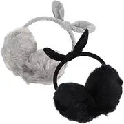 [Healeved] 2pcs Plush Earmuffs for Winter Soft Windproof Ear Covers Cozy Ear Protection with Stylish Bow Design for Cold