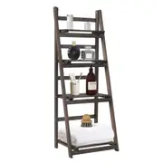 Vintage Wood Bookshelf Foldable Ladder Shelf Plant Display Stand Corner Storage