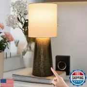 Qingjiamen Touch Lamps for Nightstand, Gold Bedside Lamp Touch Control for Be