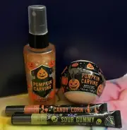 Bath Body Works Pumpkin Shimmer Mist Bath Fizzy Candy Corn Sour Gummy Lip Gloss