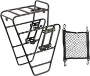 Dickly Bike Front Cargo Rack Luggage Shelf Holder Stand Lightweight Cargo Pannier Aluminum Front Rack for Cycling Touring Riding, with Net Bag