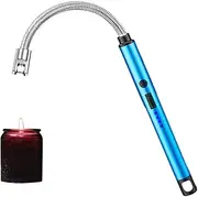Candle Lighter Electric Lighter 360°Flexible Neck Rechargeable Battery LED Indicator for Camping Cooking BBQs Fireworks(Blue)