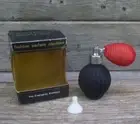 Vintage 1980s (New Old Stock) Red & Black Round Glass Perfume Atomiser & Funnel