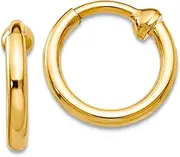 [JewelryWeb] 14k Solid Yellow Gold Non Pierced Hoop Earrings-Hoop Earring for Women in Choice of Styles