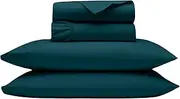 Real 1000 Thread Count, 100% Organic Cotton Sheet Set [4 PC- Queen Size, Teal Blue Color] Bedsheet Sets, Fit Mattress Upto 12" Deep Pockets