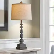 27.75" Single Table Lamp for Living Room, Farmhouse Bedside Lamps with Grey-1