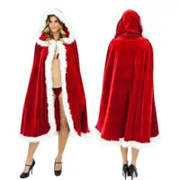 在飛比找ETMall東森購物網優惠-圣誕節服裝成人披風舞臺演出服圣誕老人男女披風金絲絨小紅帽斗篷
