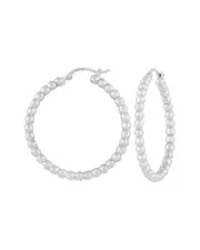 Jane Basch Silver Beaded Hoops