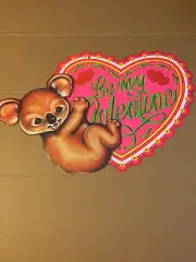 VINTAGE BEISTLE BE MY VALENTINE KOALA 2 SIDED 12" X 17" 1983 NOS NIP